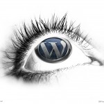 WordPress logo plastered on an eyeball