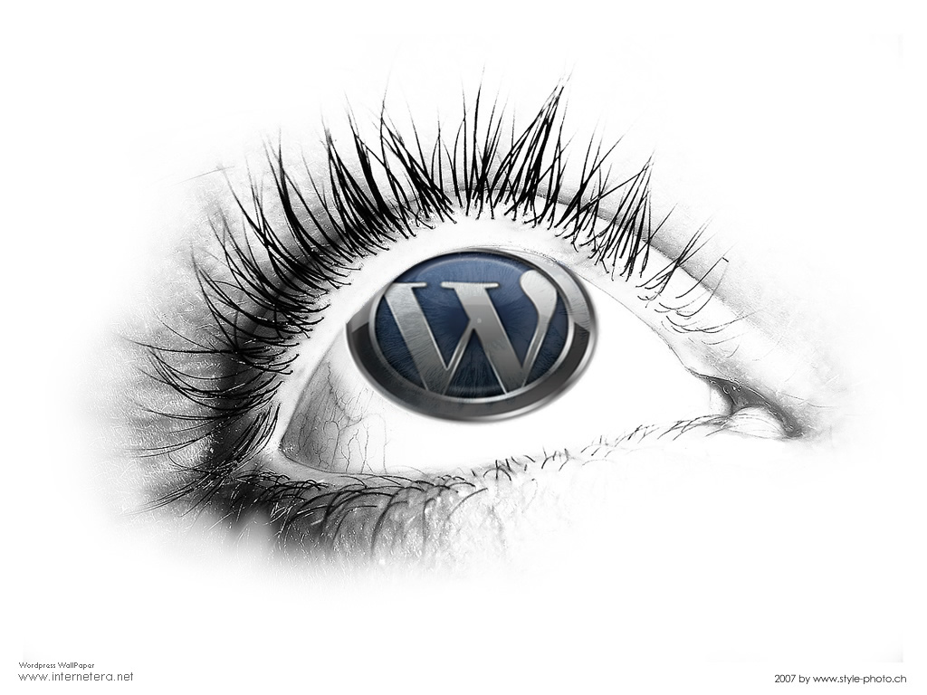 WordPress logo plastered on an eyeball